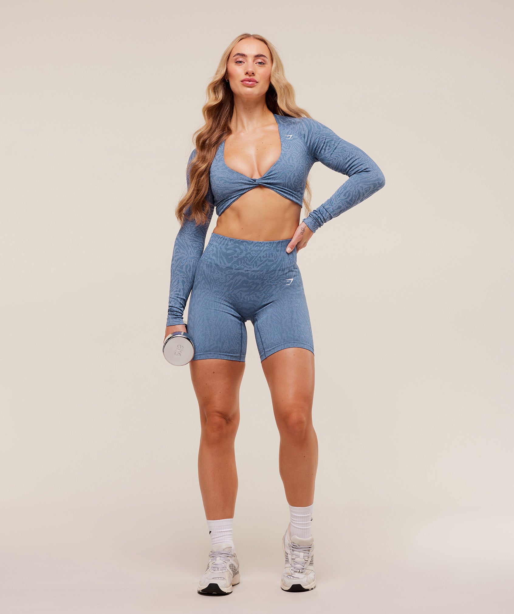 Women's Gymshark Adapt Animal Seamless Shorts Worn Blue