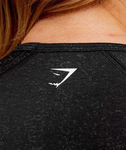 Women's Gymshark Adapt Fleck X Whitney Short Sleeve Crop Top Black