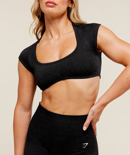 Women's Gymshark Adapt Fleck X Whitney Short Sleeve Crop Top Black