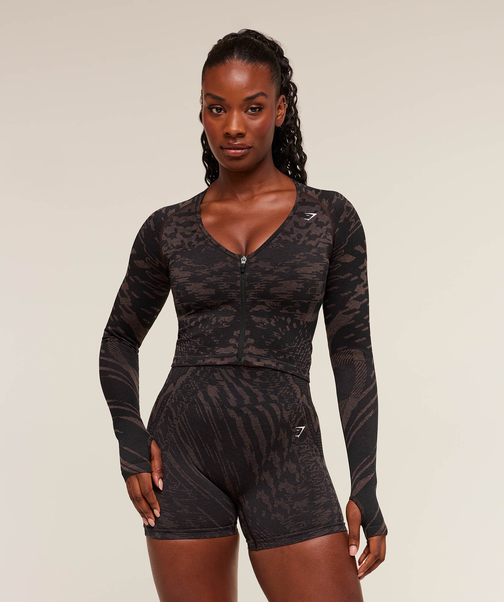 Women's Gymshark Adapt Houndstooth Jacket Black