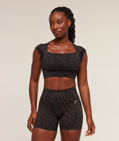 Women's Gymshark Adapt Houndstooth Midi Top Black