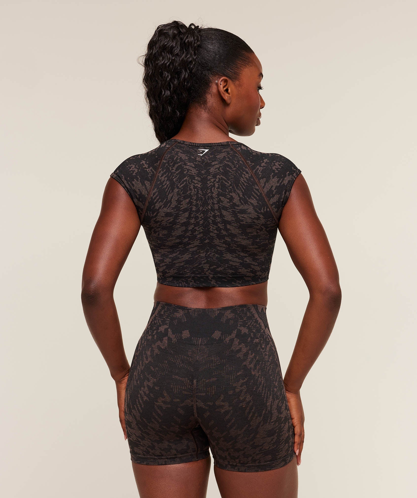 Women's Gymshark Adapt Houndstooth Midi Top Black
