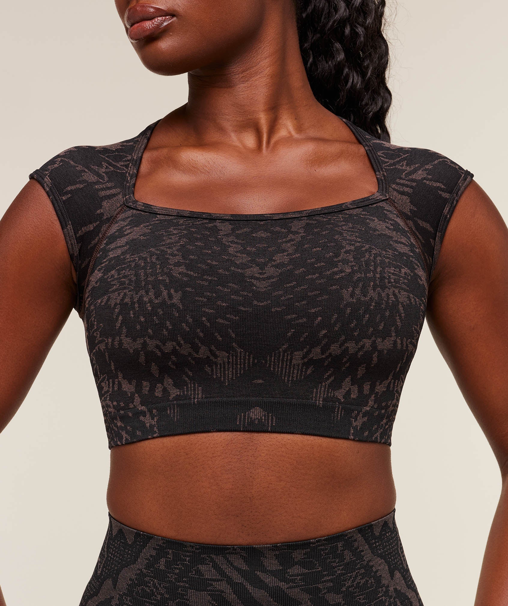 Women's Gymshark Adapt Houndstooth Midi Top Black