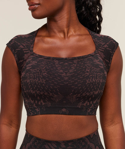 Women's Gymshark Adapt Houndstooth Midi Top Black