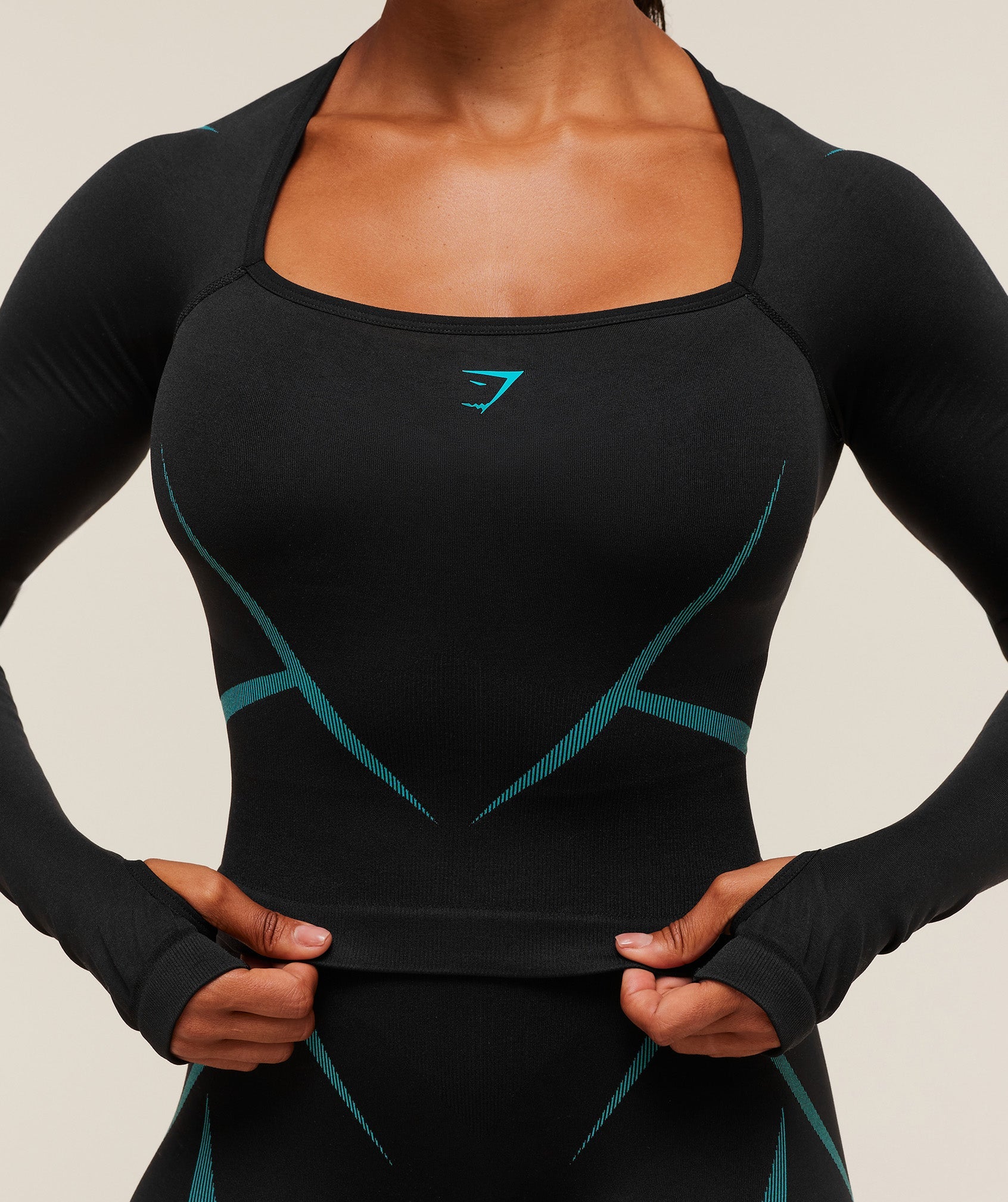 Women's Gymshark Apex Lift Seamless Long Sleeve Crop Top Black