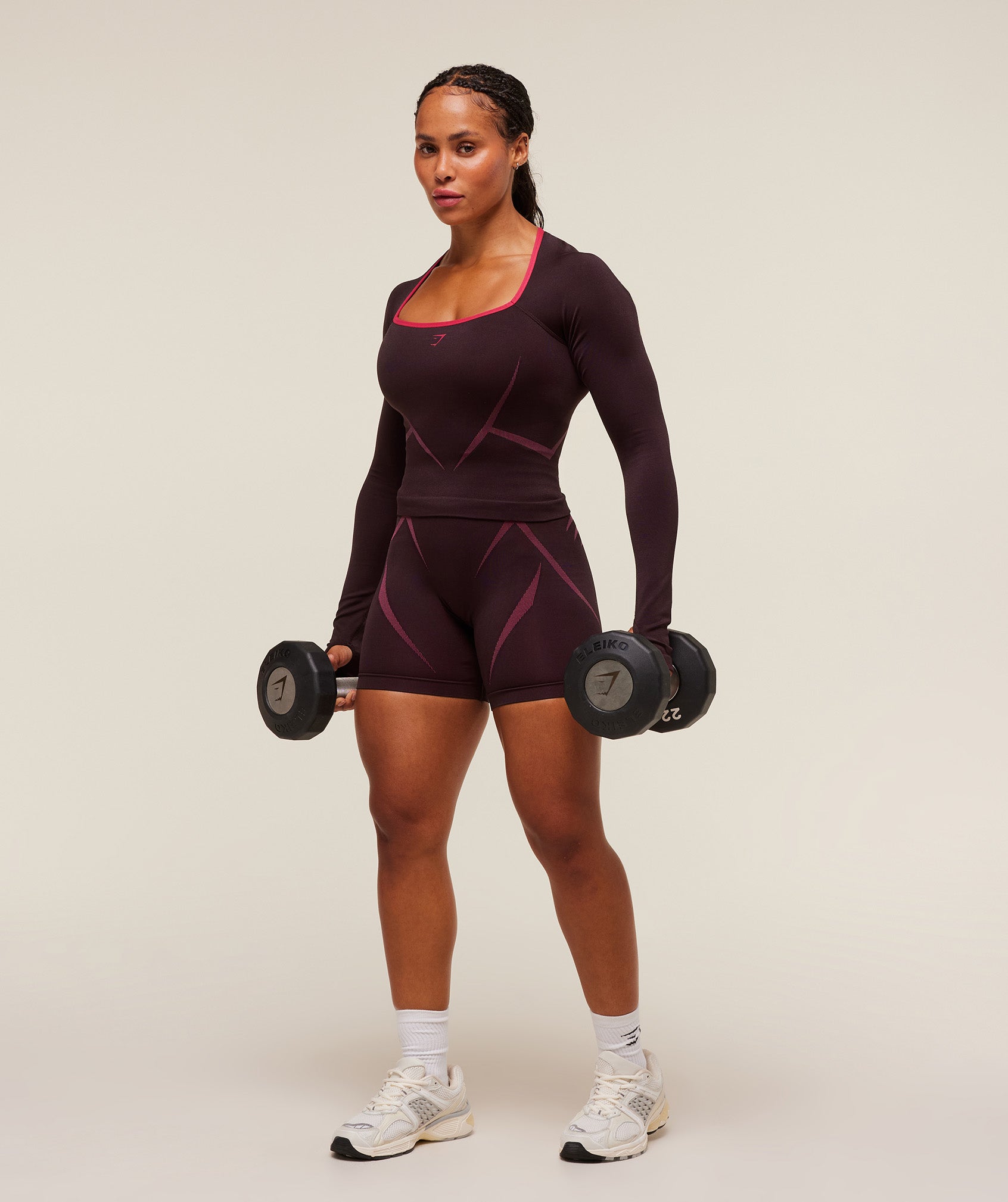 Women's Gymshark Apex Lift Seamless Long Sleeve Crop Top Cherry Purple