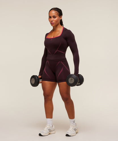 Women's Gymshark Apex Lift Seamless Long Sleeve Crop Top Cherry Purple