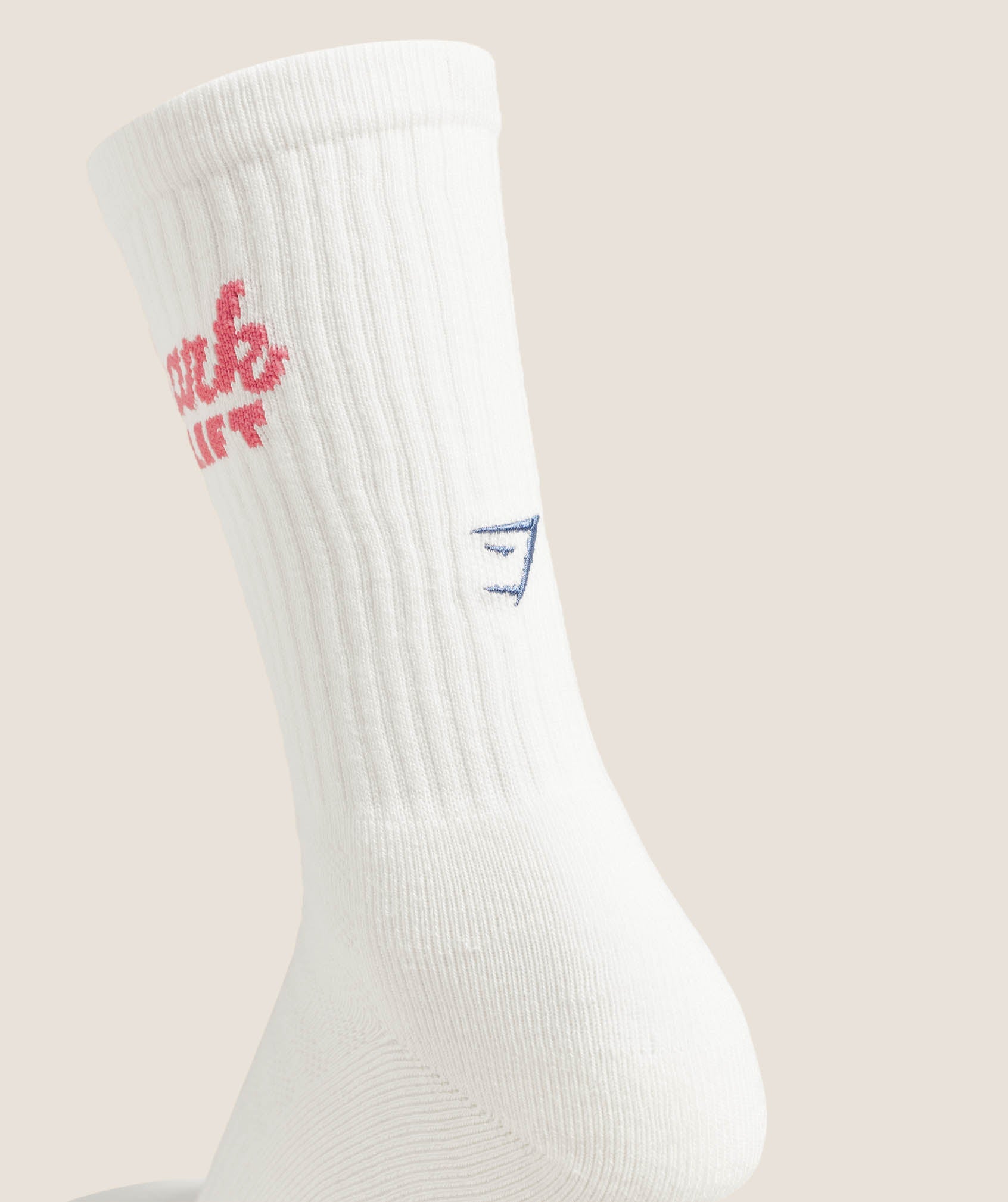 Gymshark Apres Lift Graphic Crew Sock Single Soft White