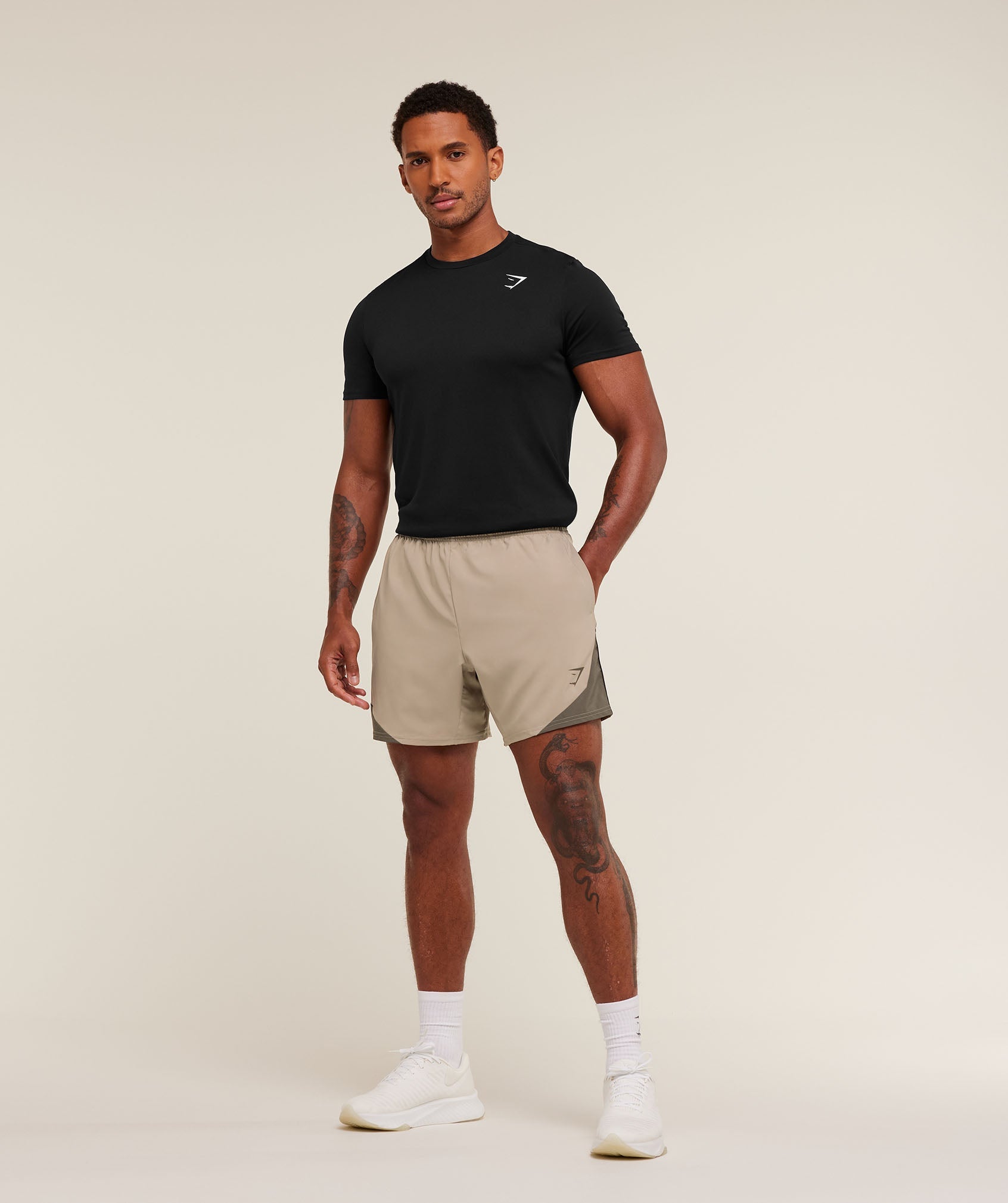 Gymshark Arrival Block 6" Shorts Cement Brown