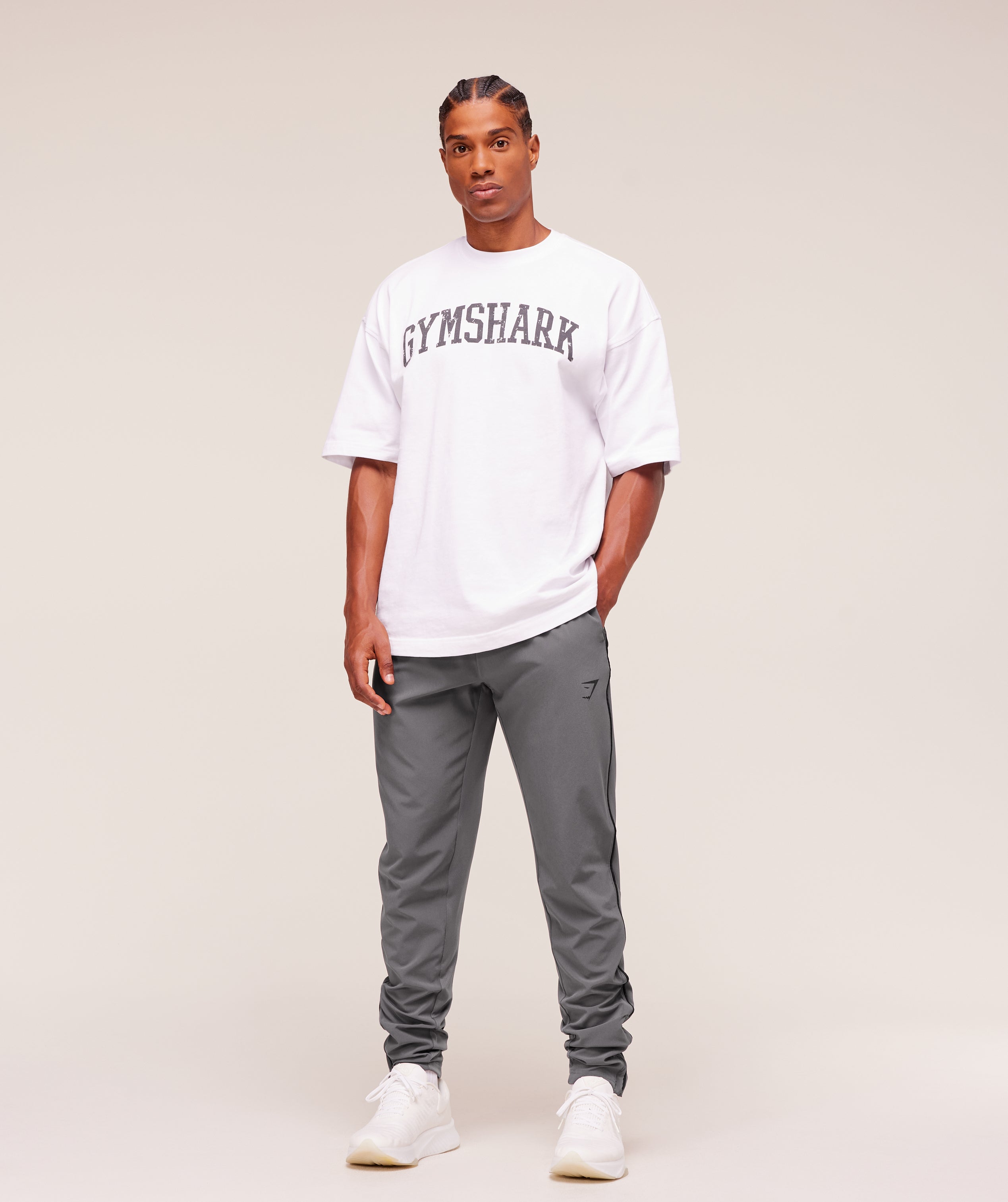 Gymshark Arrival Woven Block Joggers Dark Grey