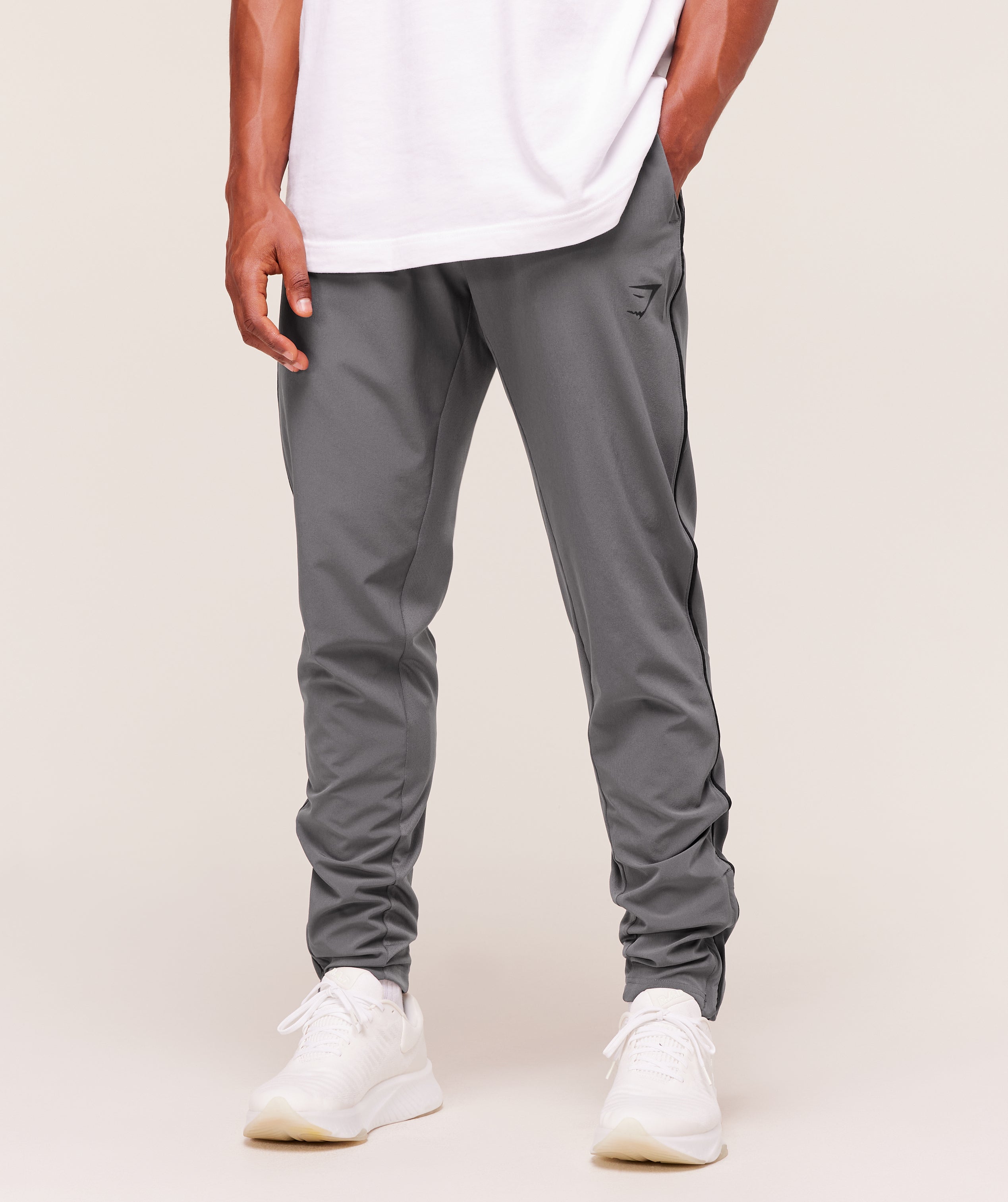 Gymshark Arrival Woven Block Joggers Dark Grey