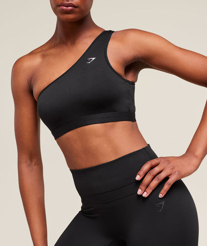 Women's Gymshark Asymmetric Sports Bra Black