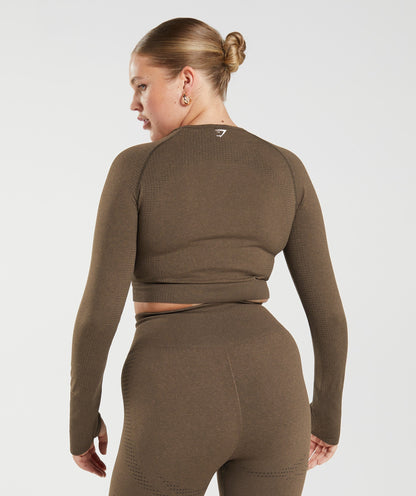 Women's Gymshark Vital Crop Top Espresso Marl