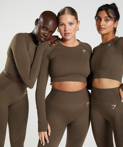 Women's Gymshark Vital Crop Top Espresso Marl