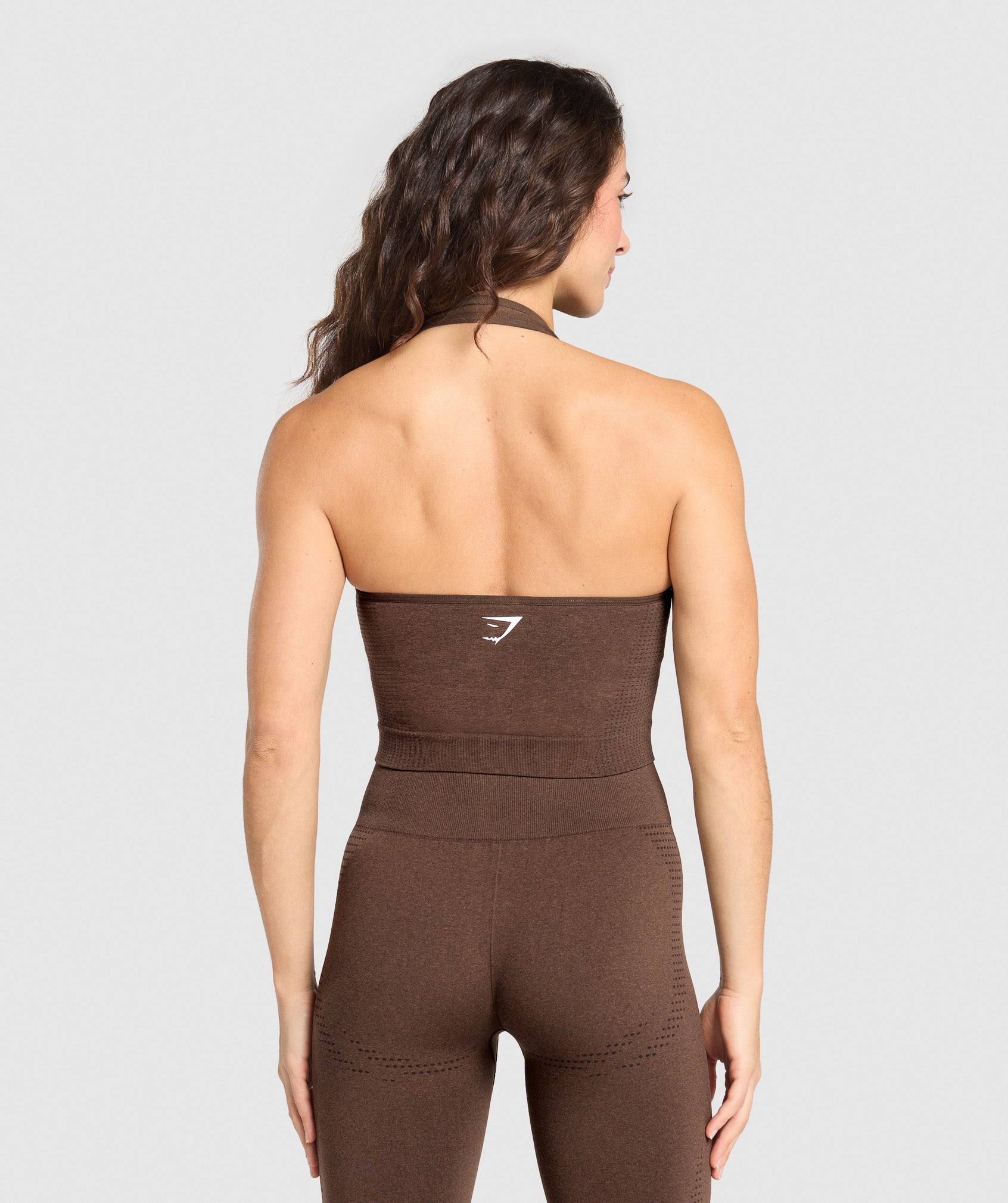 Women's Gymshark Vital Halter Neck Tank With Shelf Espresso Marl