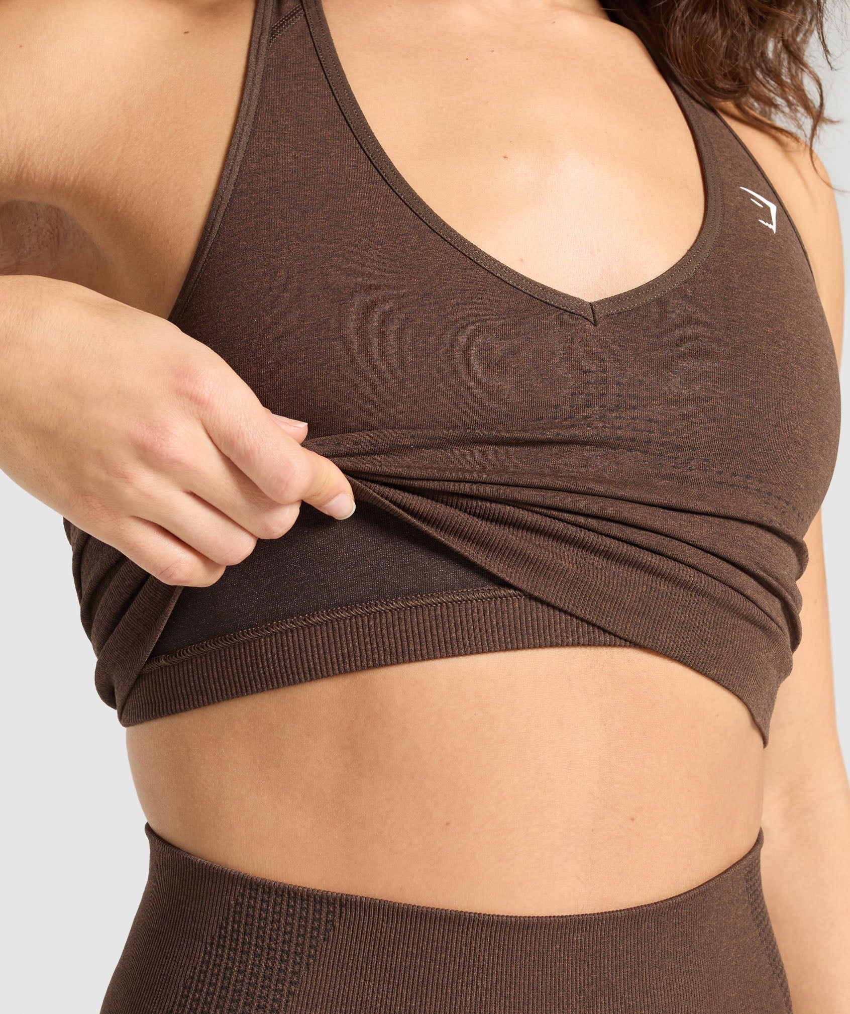 Women's Gymshark Vital Halter Neck Tank With Shelf Espresso Marl