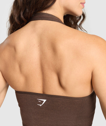 Women's Gymshark Vital Halter Neck Tank With Shelf Espresso Marl