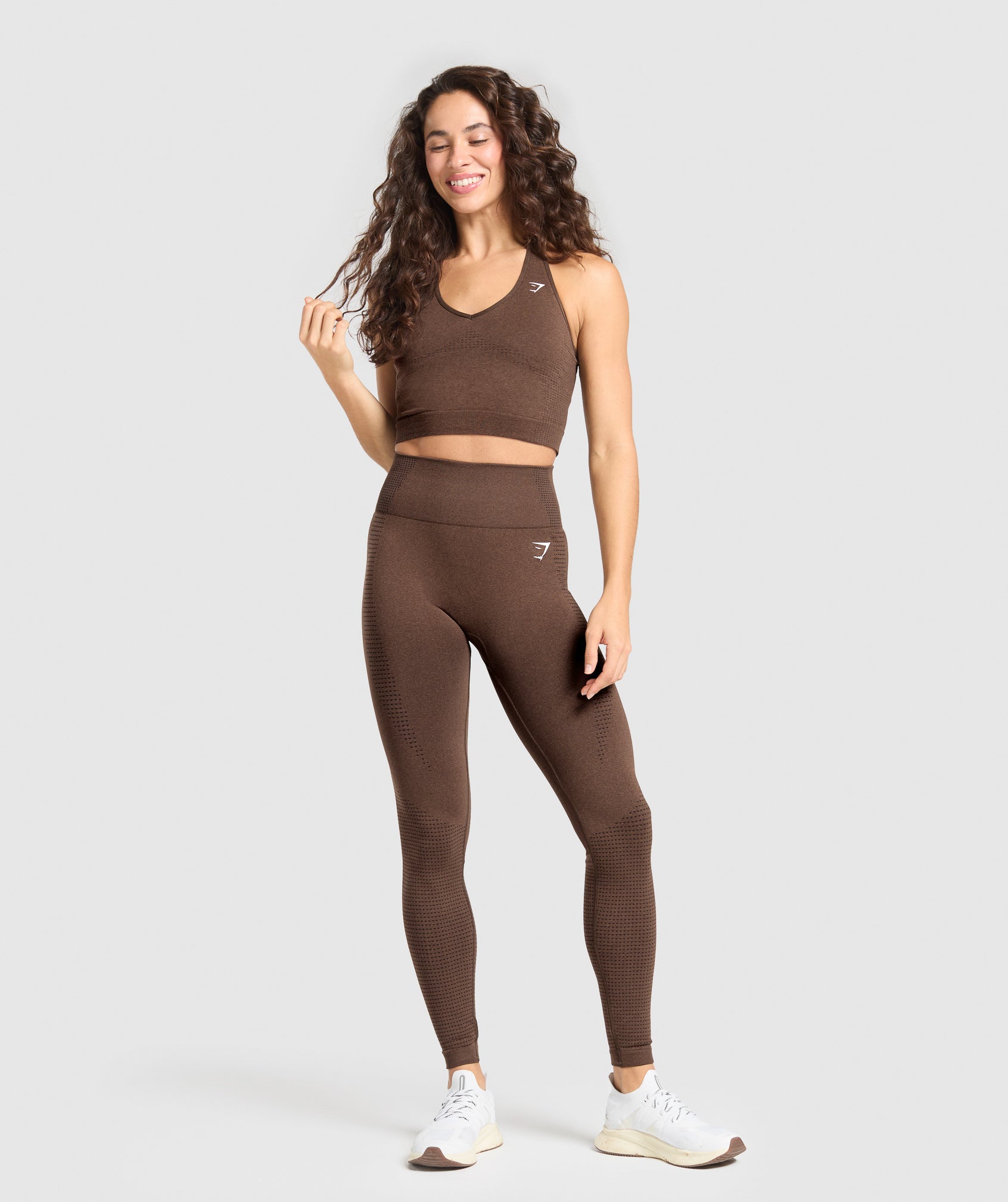 Women's Gymshark Vital Halter Neck Tank With Shelf Espresso Marl