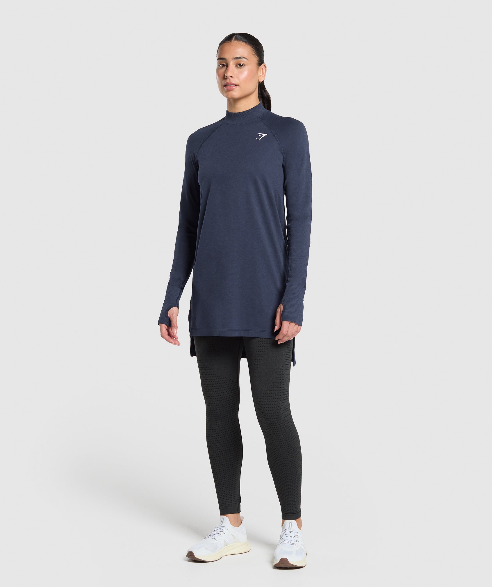 Women's Gymshark Vital Long Line Top Heavy Blue Marl