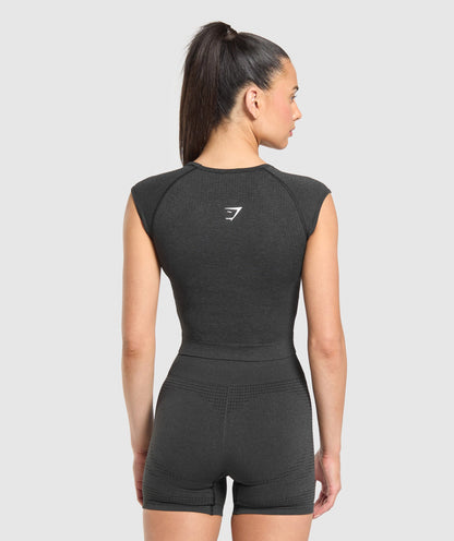 Women's Gymshark Vital Scoop Neck Top Black Marl