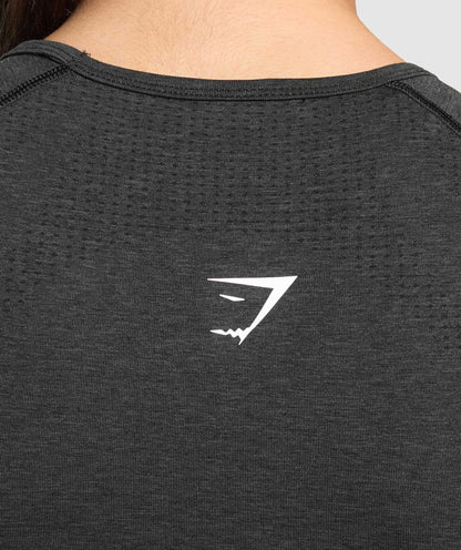 Women's Gymshark Vital Scoop Neck Top Black Marl