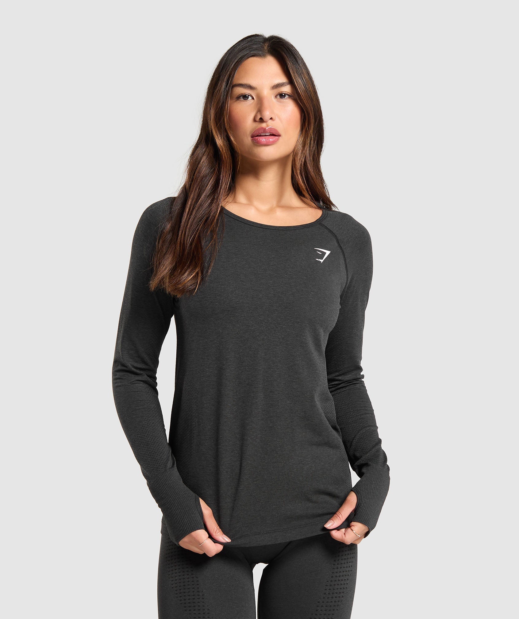 Women's Gymshark Vital Light Long Sleeve Top Black Marl