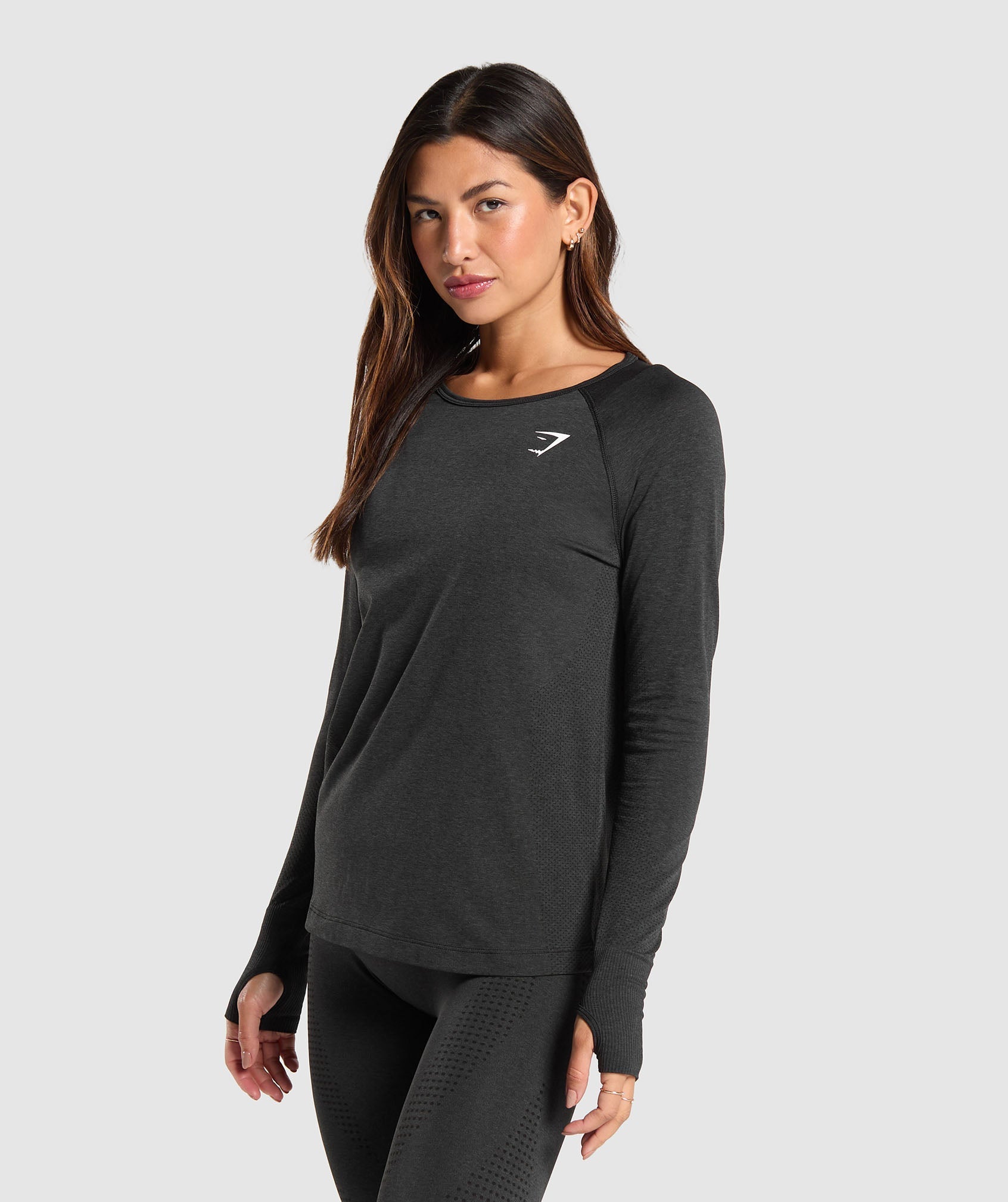 Women's Gymshark Vital Light Long Sleeve Top Black Marl