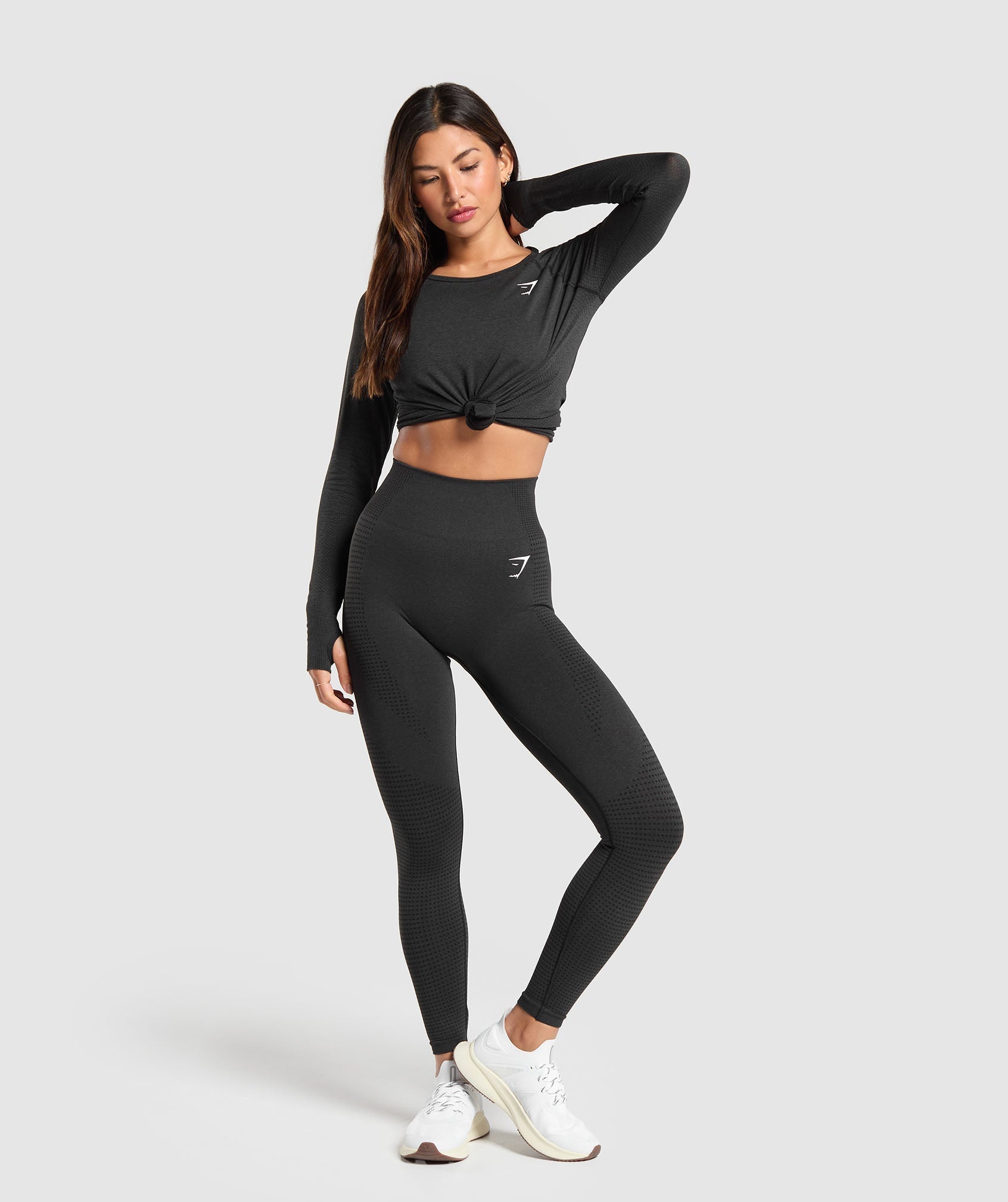 Women's Gymshark Vital Light Long Sleeve Top Black Marl