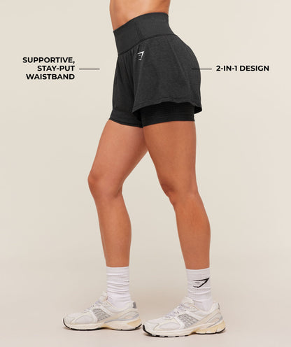 Women's Gymshark Vital 2-In-1 Shorts Black Marl