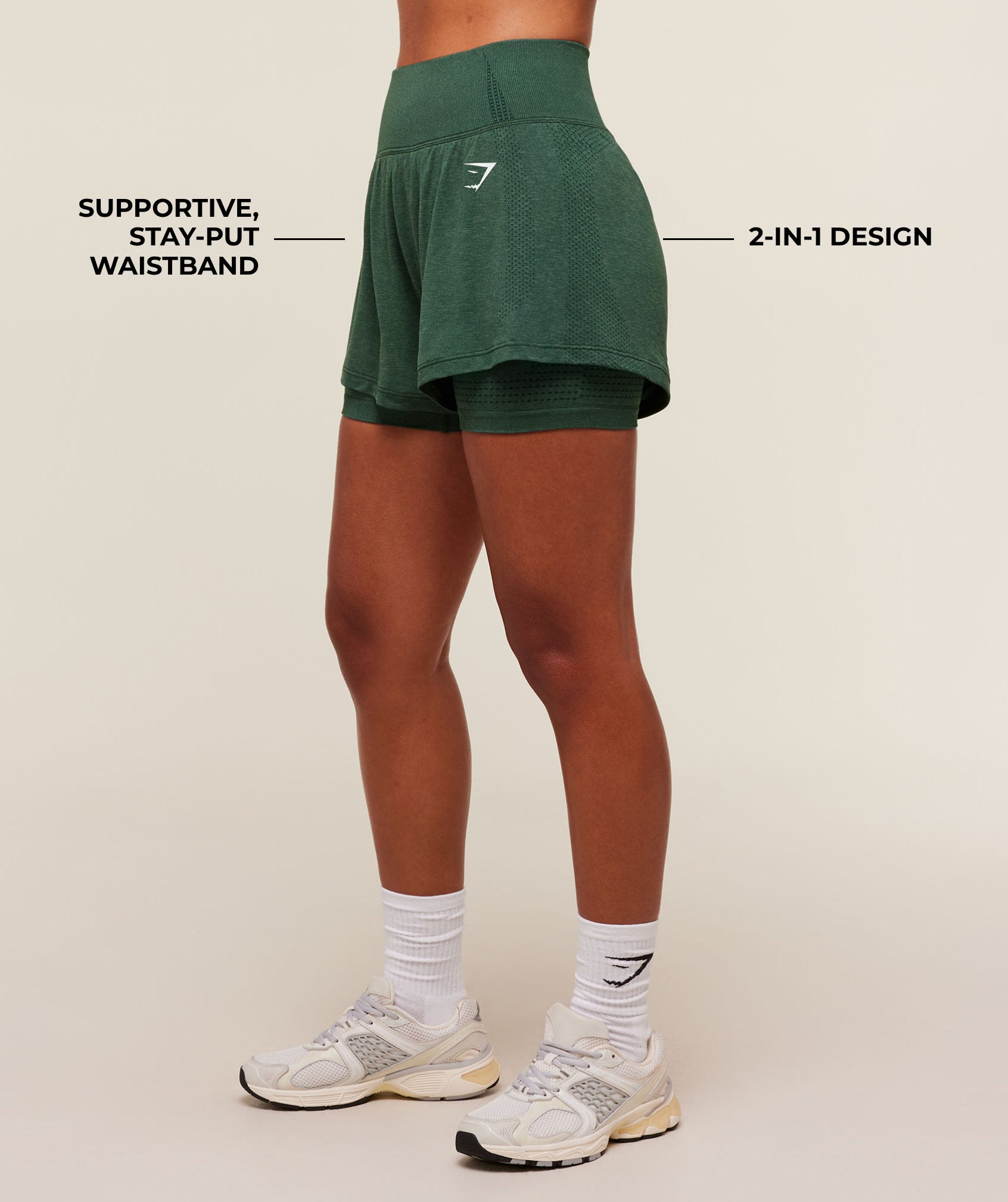 Women's Gymshark Vital 2-In-1 Shorts Obsidian Green Marl