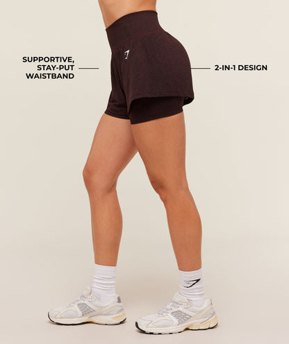 Women's Gymshark Vital 2-In-1 Shorts Rich Maroon