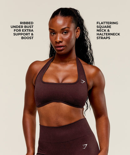 Women's Gymshark Adapt Fleck X Whitney Halterneck Sports Bra Cherry Purple