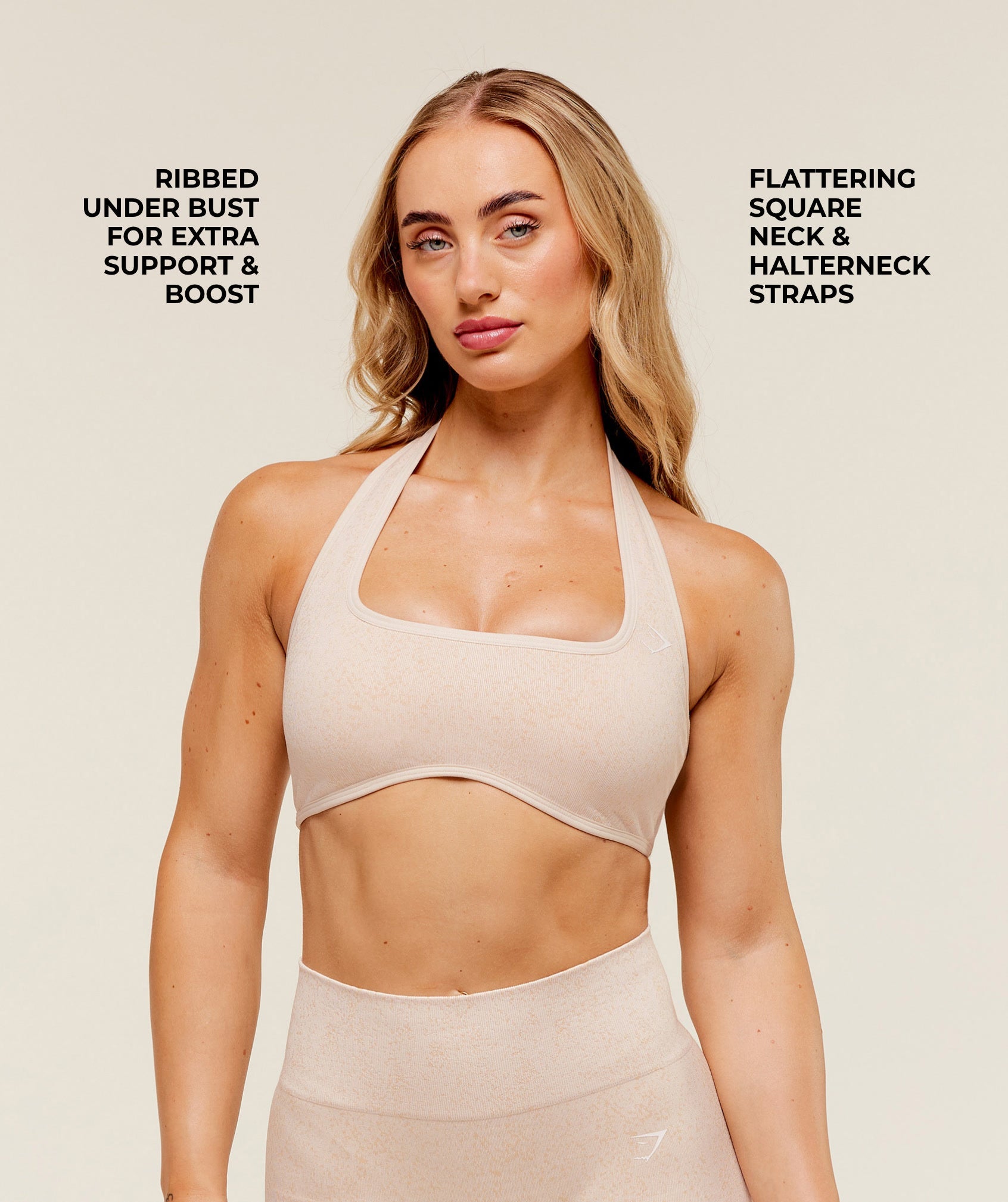 Women's Gymshark Adapt Fleck X Whitney Halterneck Sports Bra Coconut White