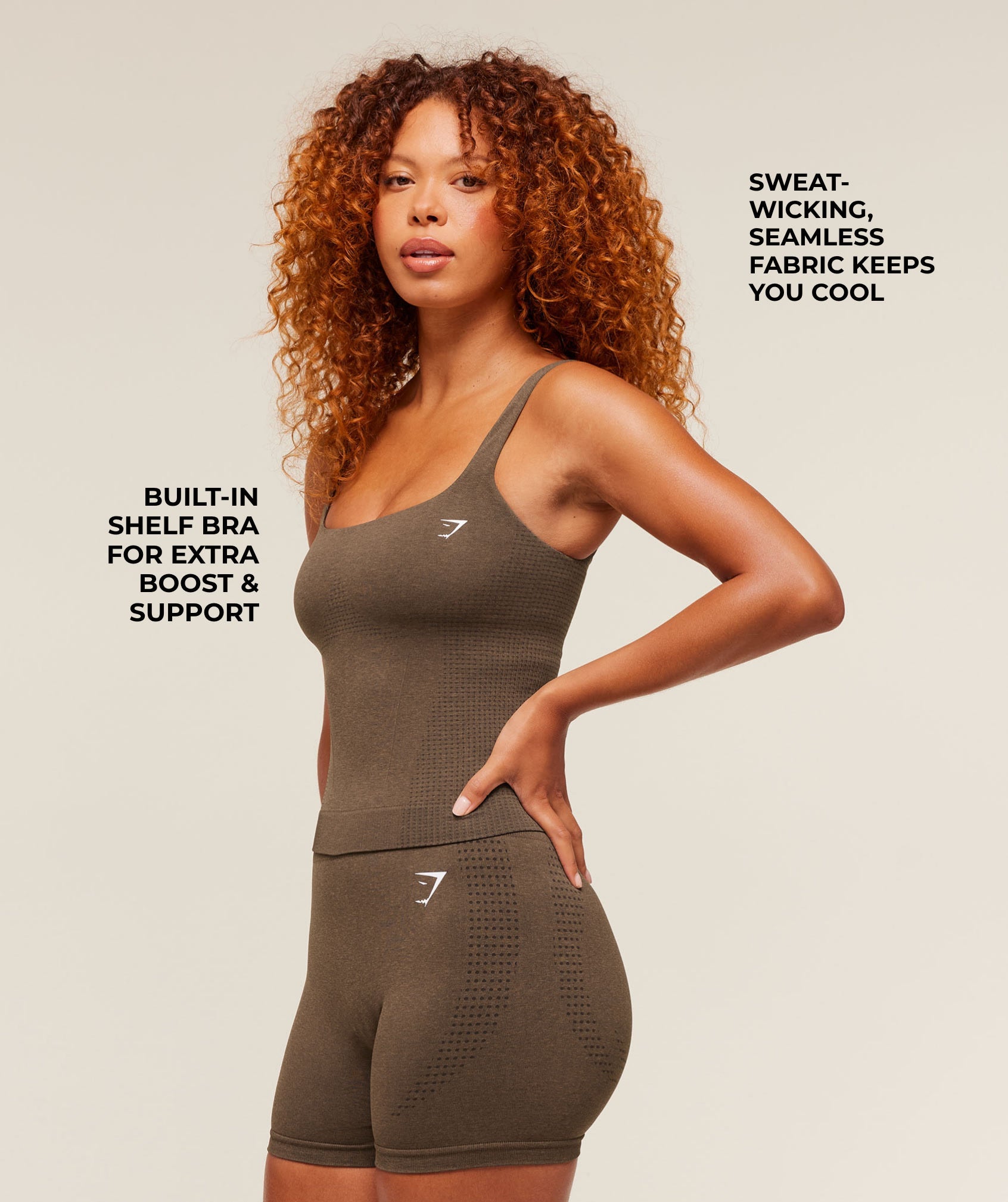 Women's Gymshark Vital Tank With Shelf Espresso Marl