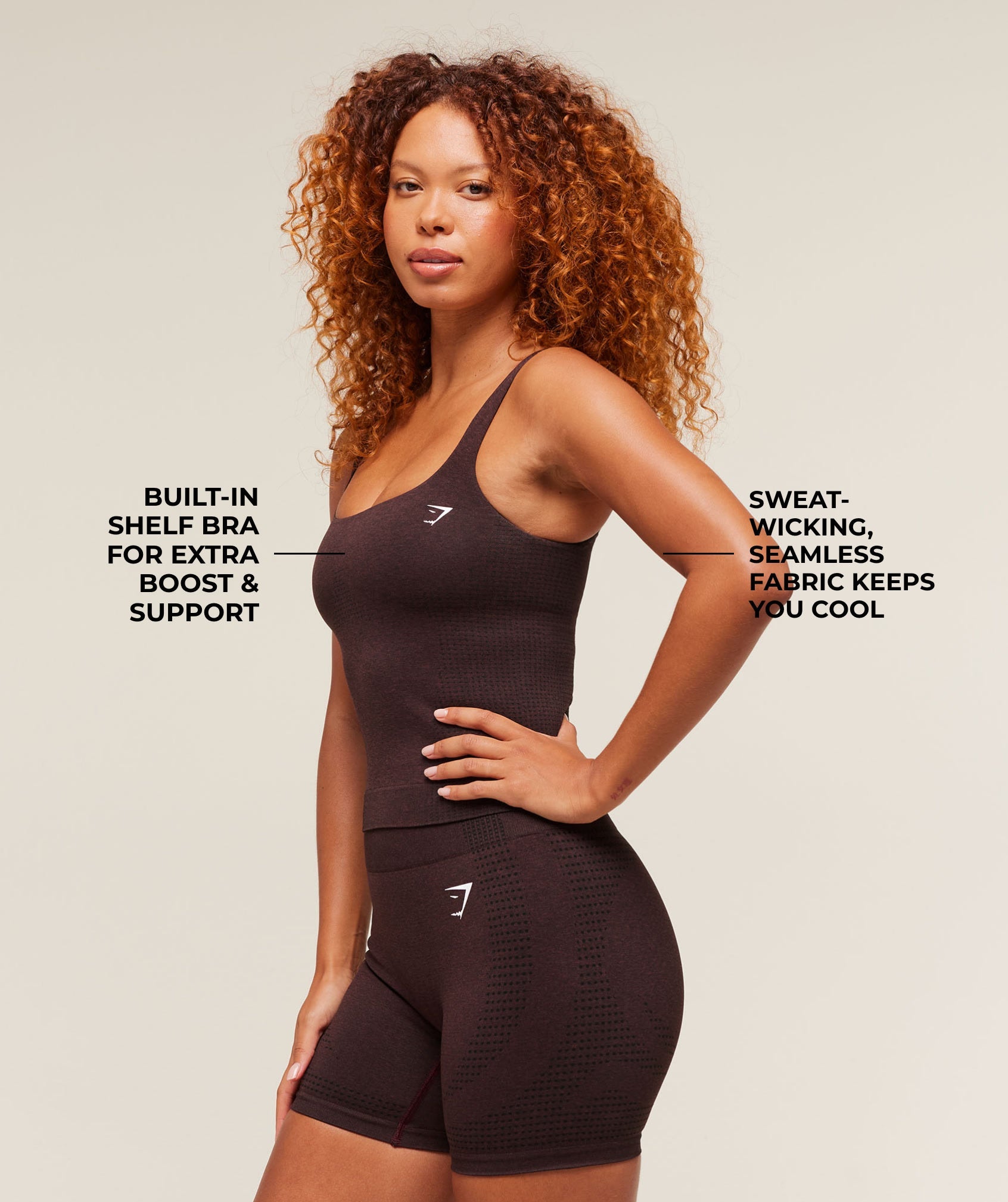 Women's Gymshark Vital Tank With Shelf Rich Maroon