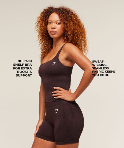 Women's Gymshark Vital Tank With Shelf Rich Maroon