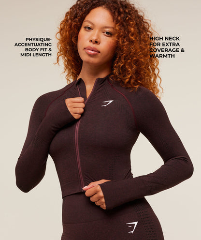 Women's Gymshark Vital Midi Zip Up Jacket Rich Maroon