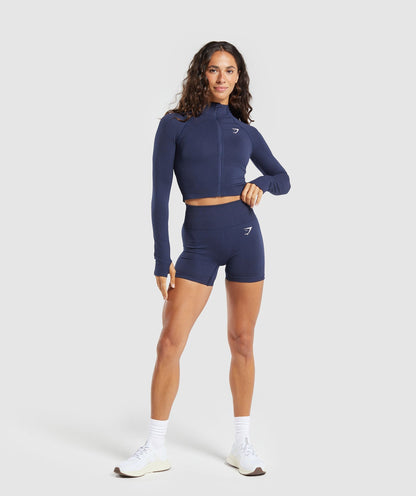 Women's Gymshark Vital Midi Zip Up Jacket Heavy Blue Marl
