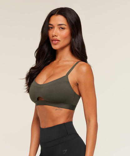 Women's Gymshark Balcony Peekaboo Sports Bra Gs Strength Green