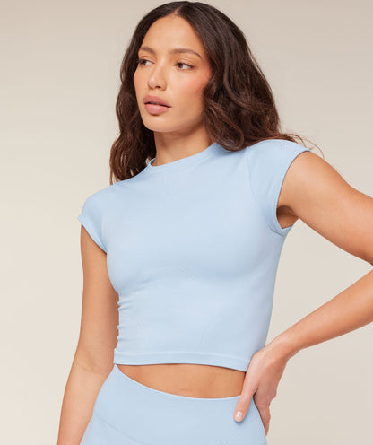 Women's Gymshark Poise Crew Neck Short Sleeve Top Chilled Blue