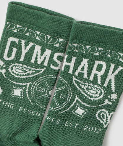 Women's Gymshark Bandana Crew Sock Classic Green