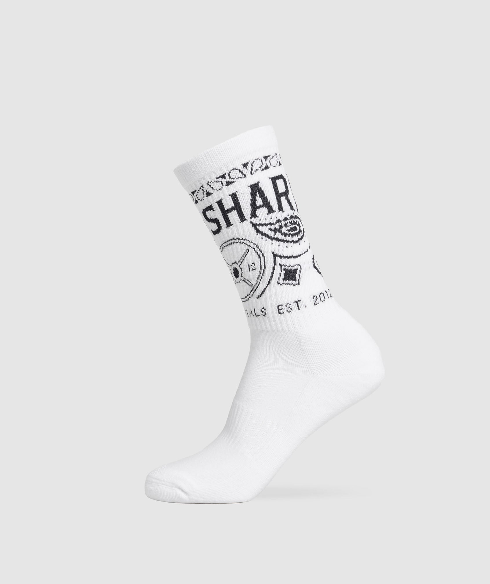 Women's Gymshark Bandana Crew Sock White