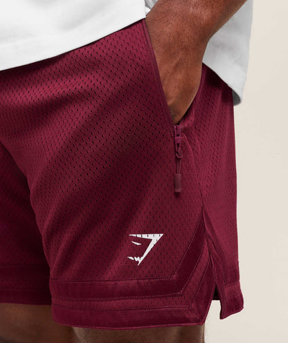 Gymshark Campus Mesh Shorts Rich Maroon