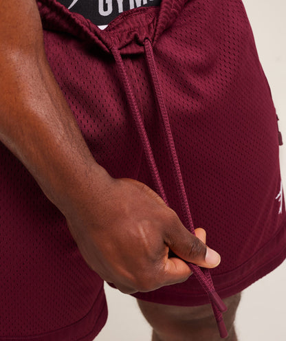 Gymshark Campus Mesh Shorts Rich Maroon