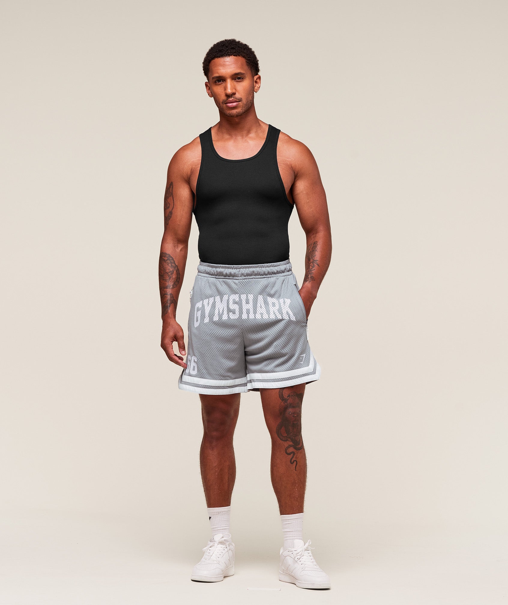 Gymshark Varsity Mesh Shorts Denim Grey