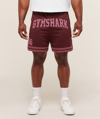 Gymshark Campus Mesh Shorts Rich Maroon
