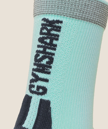 Women's Gymshark Running Elite Crew Sock Single Pop Turquoise