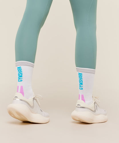 Women's Gymshark Running Elite Crew Sock Single White