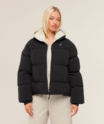 Women's Gymshark Sherpa Puffer Jacket Black