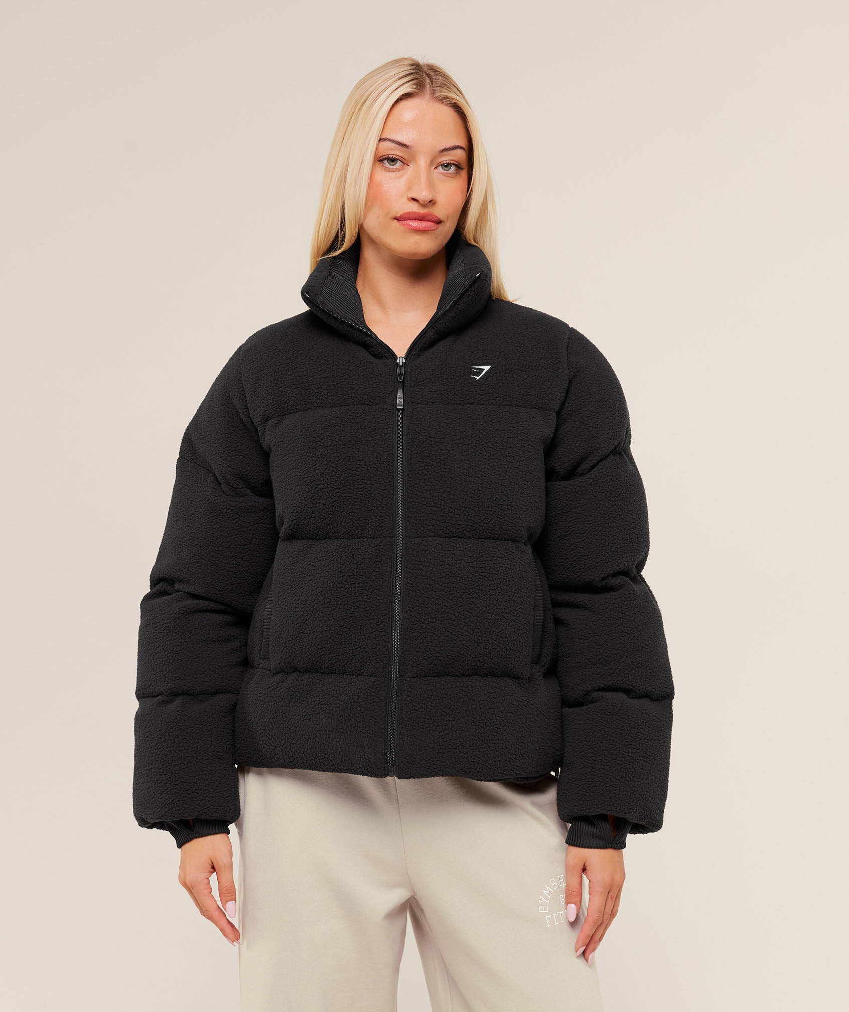 Women's Gymshark Sherpa Puffer Jacket Black